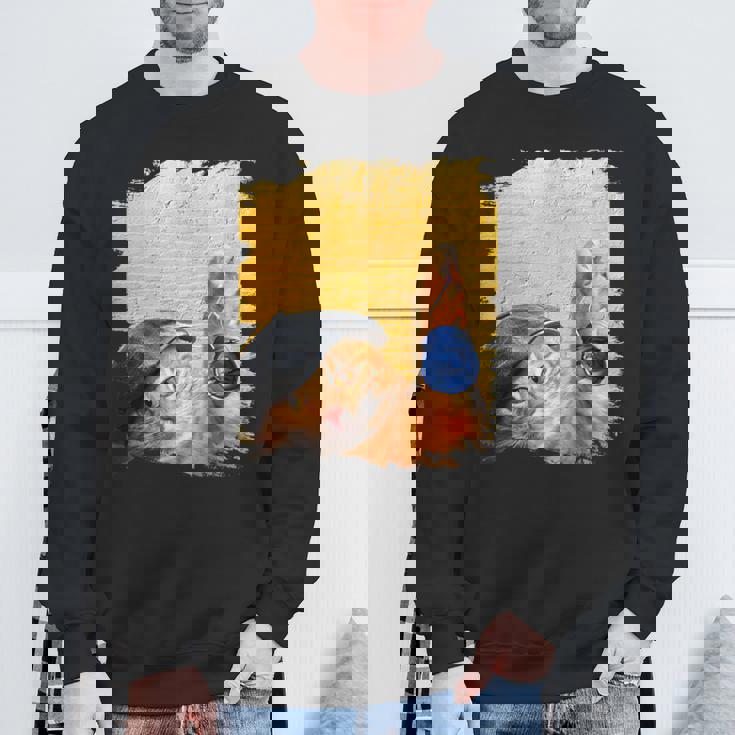 クラシックブルーヨーヨーの猫 スウェットシャツ 高齢者への贈り物