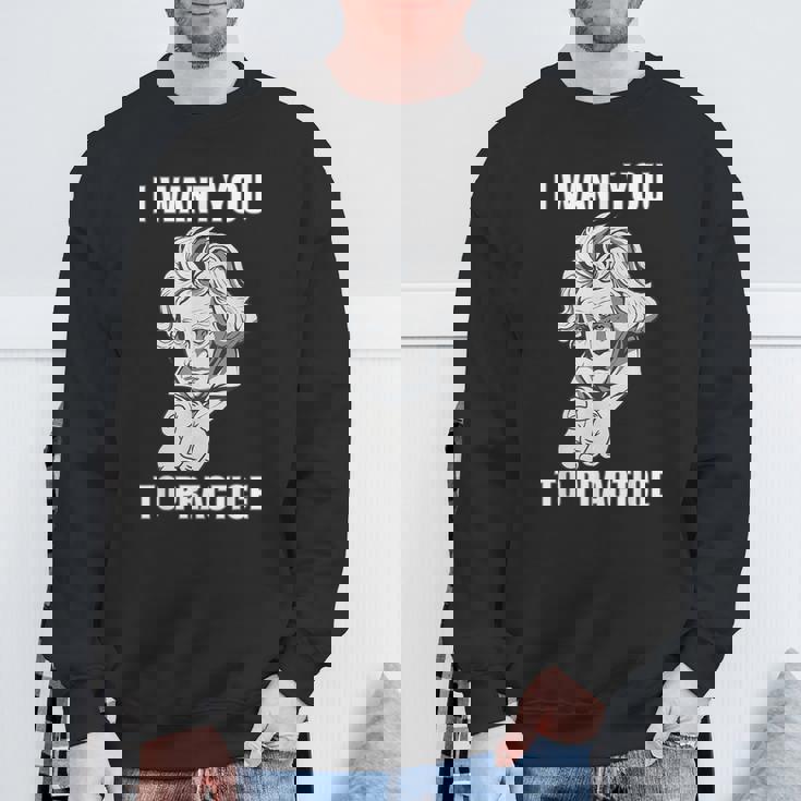 クラシック音楽 音楽家 ベートーヴェン ヴァイオリン ピアノ チェロ 練習 音楽好き おもしろ デザイン スウェットシャツ 高齢者への贈り物