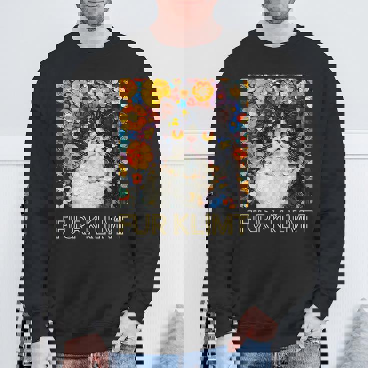 クリムト絵画の猫、猫好き、エキゾチックショートヘア、アーティスト スウェットシャツ 高齢者への贈り物