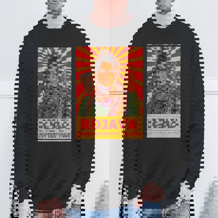 クルドのロジャバ クルディスタン 「勝利 」デザイン スウェットシャツ 高齢者への贈り物