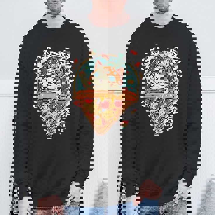 クレイジー ペパロニ ピザ キャット カルツォーネ トラ猫 ファーストフードの子猫 スウェットシャツ 高齢者への贈り物