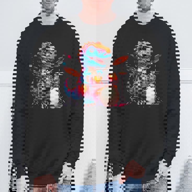 クールなt-Rex恐竜ドラマー音楽バンドデザイン。 スウェットシャツ 高齢者への贈り物