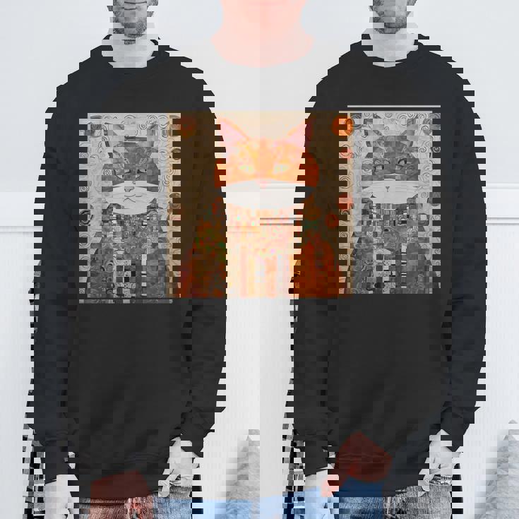 グスタフ・クリムト 幾何学模様の猫 スウェットシャツ 高齢者への贈り物