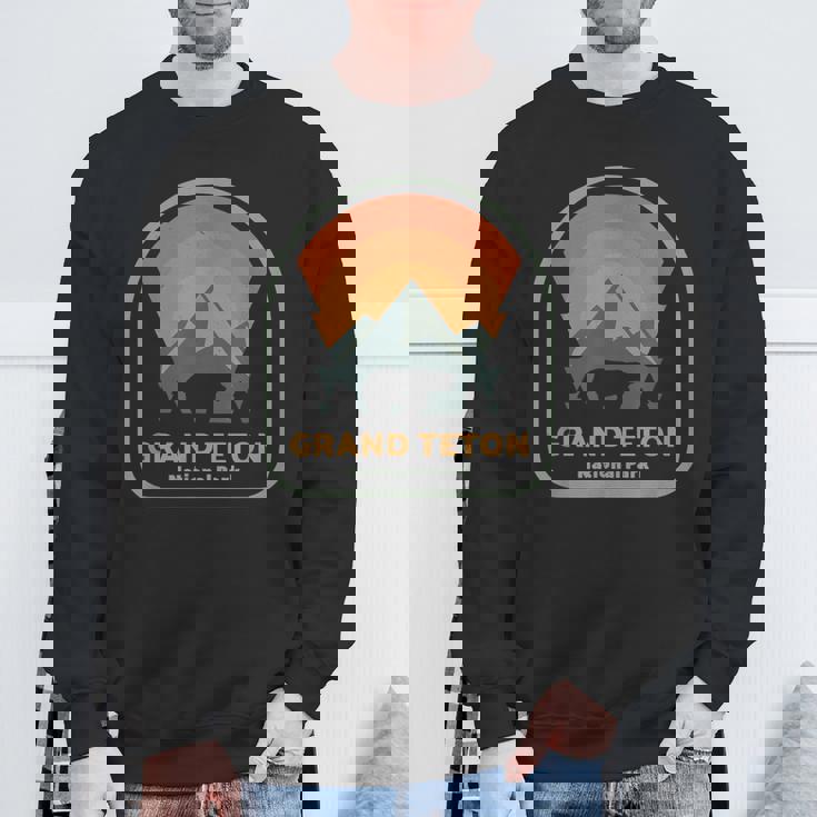 グランドティトン国立公園 レトロサンセット ヴィンテージ スウェットシャツ 高齢者への贈り物