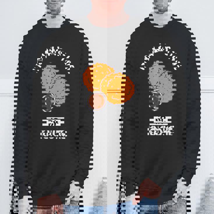 コロッケ 食好き、いつもコロッケを食べる時間だ スウェットシャツ 高齢者への贈り物