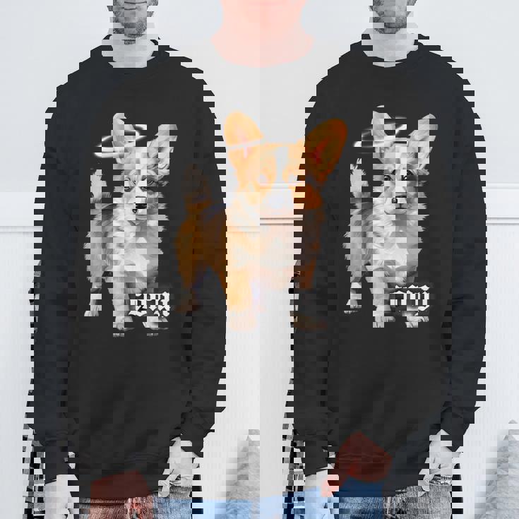 コーギー 天使 子犬 水彩 スウェットシャツ 高齢者への贈り物