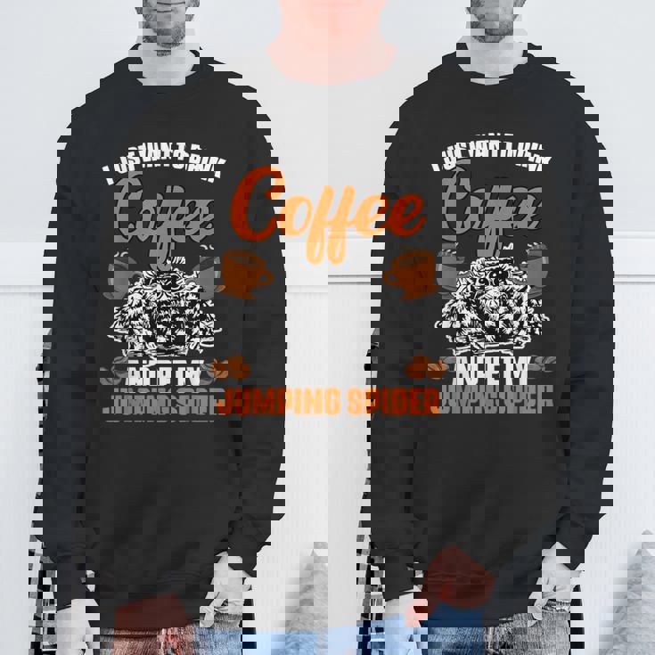 コーヒーを飲んで、面白いハエトリグモを撫でたいだけ スウェットシャツ 高齢者への贈り物