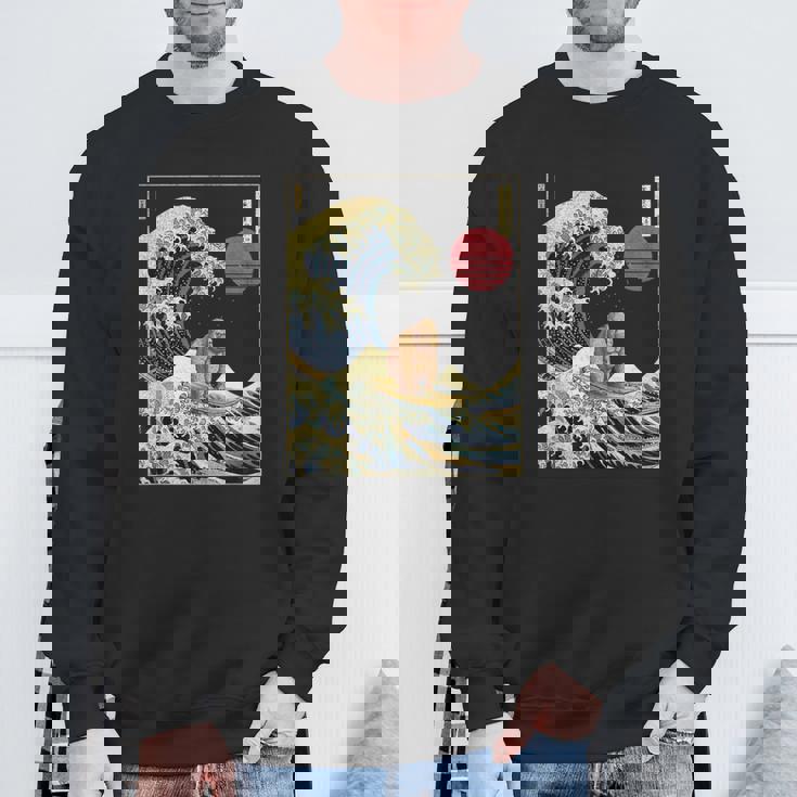 ゴリラ 神奈川波 おもしろサーフアニマル スウェットシャツ 高齢者への贈り物