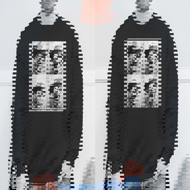 ゴールデンレトリバー カウボーイハット フォトブース セルフィー おもしろ犬 スウェットシャツ 高齢者への贈り物