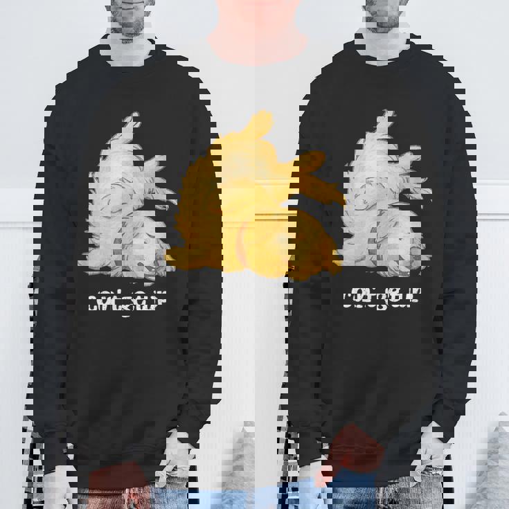 ゴールデンレトリバー ゴールデン 犬 Can't Get Up かわいい やる気スイッチ故障中 水彩 おもしろ 犬好き スウェットシャツ 高齢者への贈り物