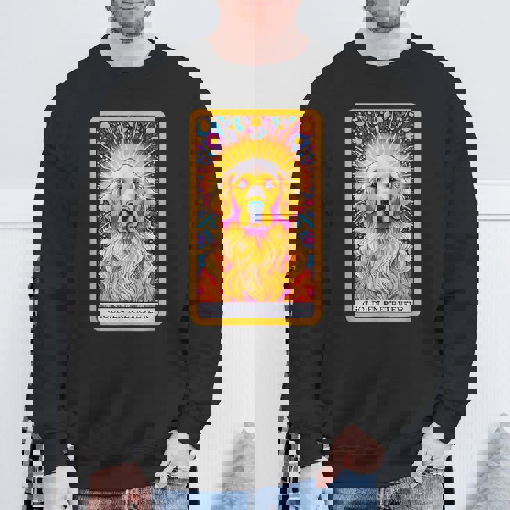 ゴールデンレトリバー 面白いtシャツ 犬 タロット カード メンズ 子供 おもしろ 服 グッズ ネタ わんこ スウェットシャツ 高齢者への贈り物