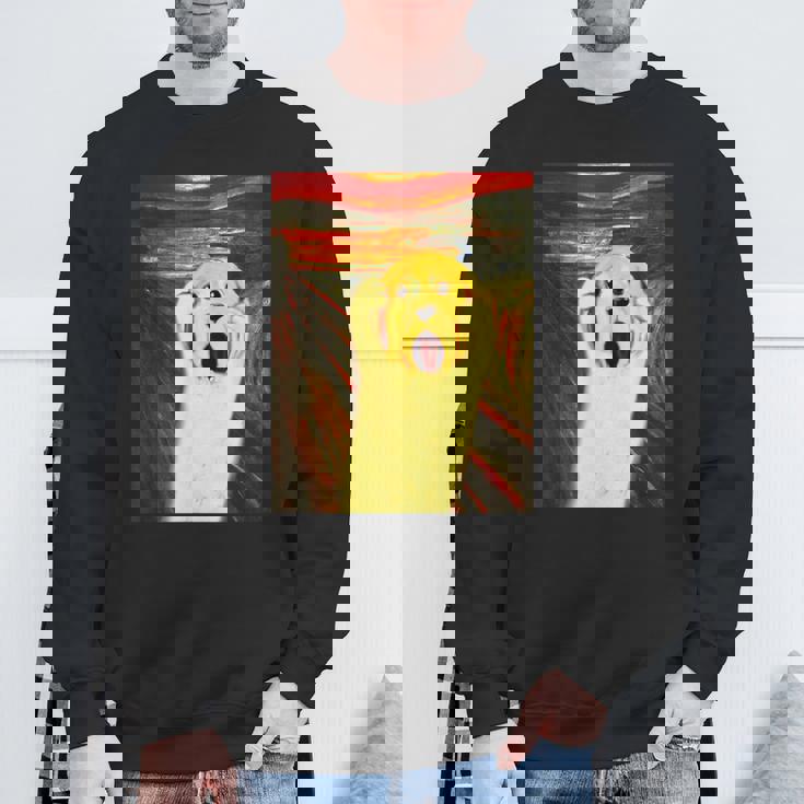 ゴールデンレトリバー 面白いtシャツ 犬 ムンクの叫び かわいい メンズ 子供 おもしろ 服 グッズ ネタ スウェットシャツ 高齢者への贈り物