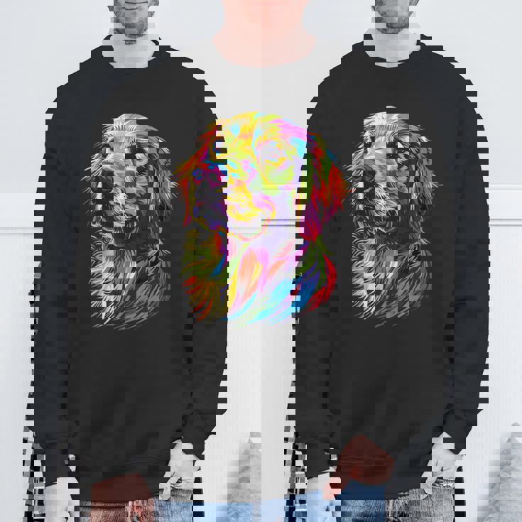 ゴールデン・レトリーバー 犬 カラフル ポップアート 犬好き スウェットシャツ 高齢者への贈り物