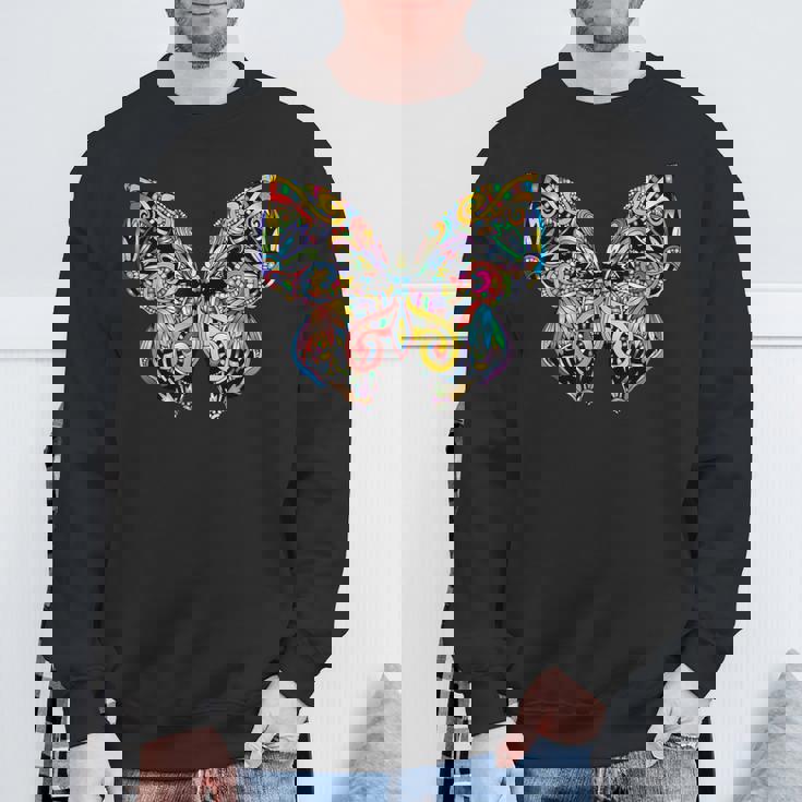 サイケデリック 蝶 神聖な曼荼羅デザイン チャクラ ラブアート スウェットシャツ 高齢者への贈り物