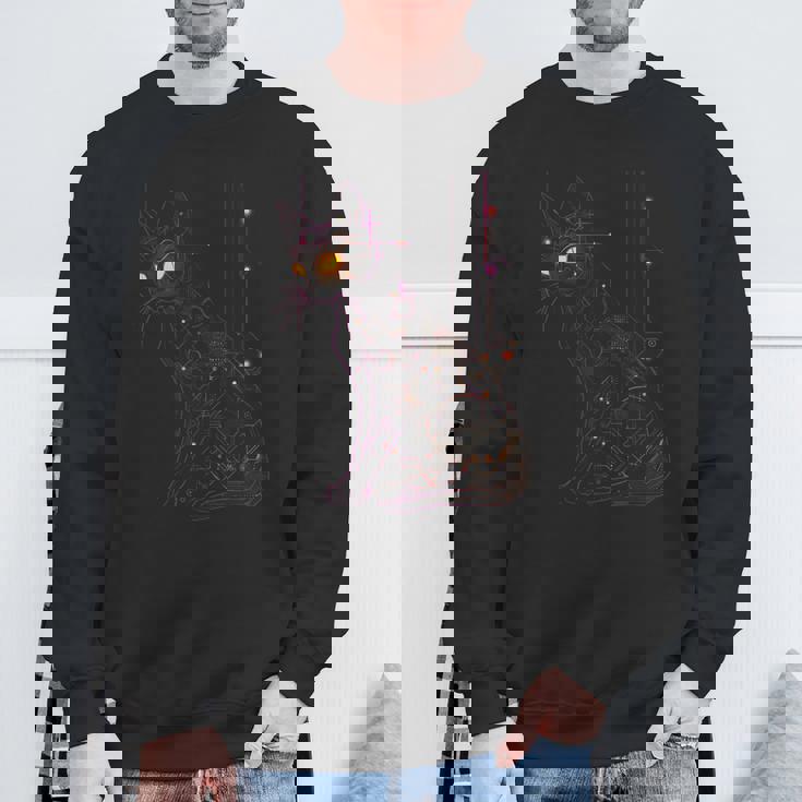 サイバネティックな強化を施したビクトリア朝のゴシック サイバーパンク猫 スウェットシャツ 高齢者への贈り物