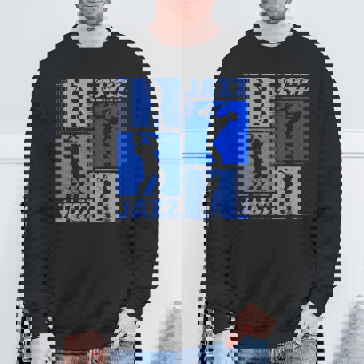 サクソフォーン奏者ジャズミュージシャンブルーミュージック スウェットシャツ 高齢者への贈り物