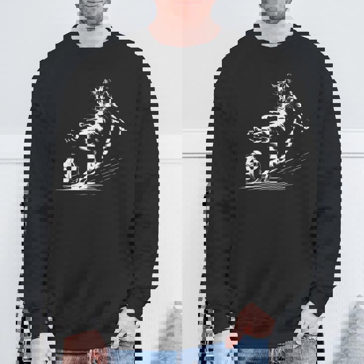 サッカーボール グラフィック 猫 スポーツ コスチューム ギフト スウェットシャツ 高齢者への贈り物