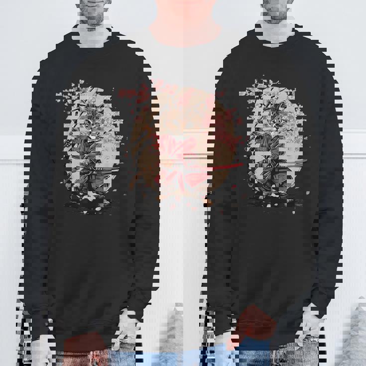 サムライキャット 日本戦士 サクラツリー 日本忍者 猫 スウェットシャツ 高齢者への贈り物