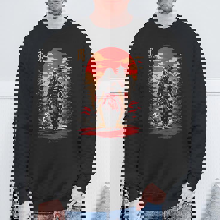 サムライビッグフット 日本のヴィンテージデザイン 面白い浮世絵アート スウェットシャツ 高齢者への贈り物