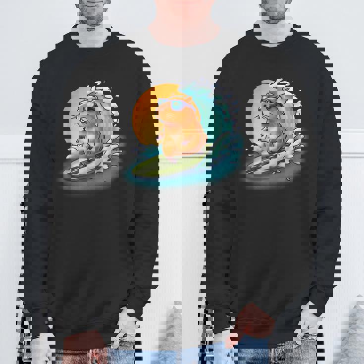 サングラスでサーフィンカピバラ スウェットシャツ 高齢者への贈り物