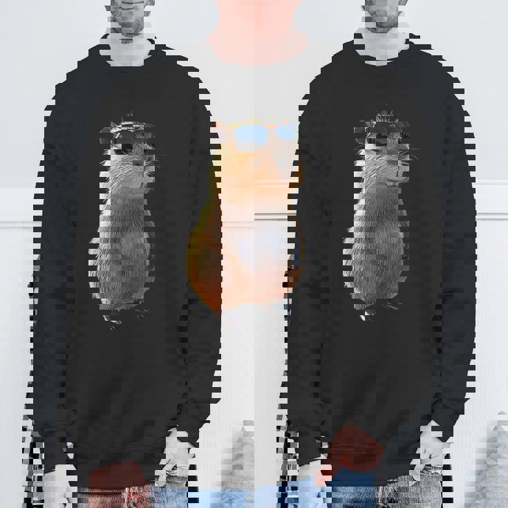 サングラスをかけたカピバラ Be Capy カピバラ げっ歯類 Capybara スウェットシャツ 高齢者への贈り物