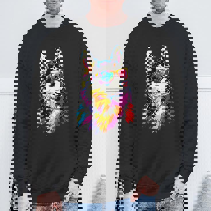 サングラスをかけたハスキー犬 私はシベリアンハスキーが大好きです。 スウェットシャツ 高齢者への贈り物