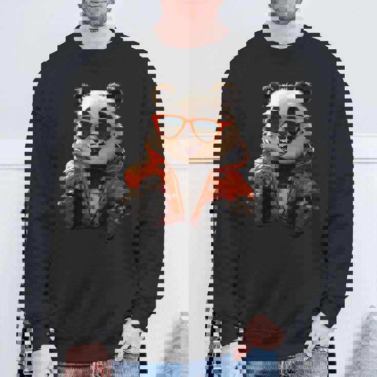 サングラスをかけたパンダベア動物の友人愛かわいいパンダベア スウェットシャツ 高齢者への贈り物