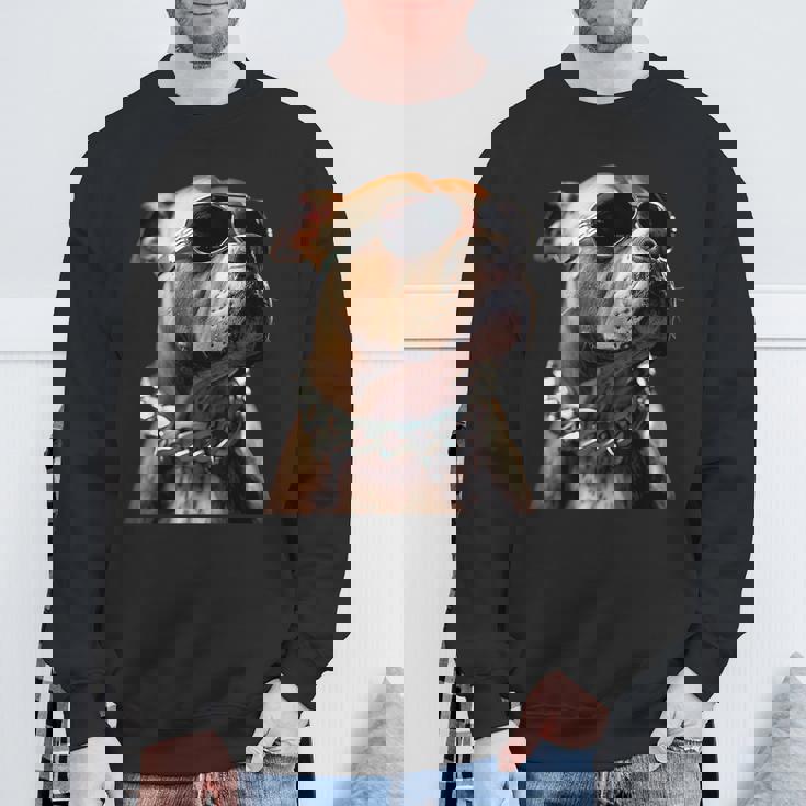 サングラスをかけたピットブル アメリカン・ピット・ブル・テリア スウェットシャツ 高齢者への贈り物