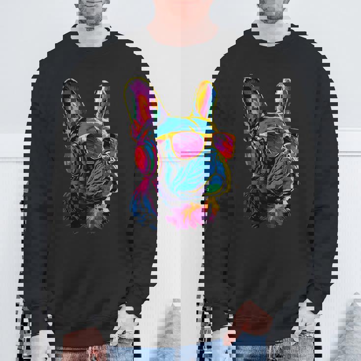 サングラスをかけたフレンチ・ブルドッグ ブルドッグ・マスティフ スウェットシャツ 高齢者への贈り物