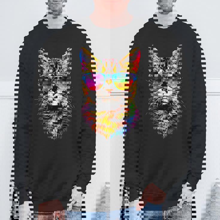 サングラスをかけたベンガル猫 レオパデット かわいいベンガル猫 スウェットシャツ 高齢者への贈り物