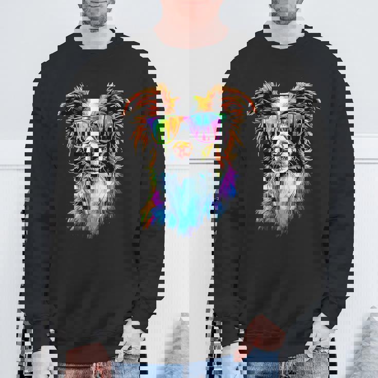 サングラスをかけたボーダーコリー 子犬 かわいいボーダーコリー スウェットシャツ 高齢者への贈り物