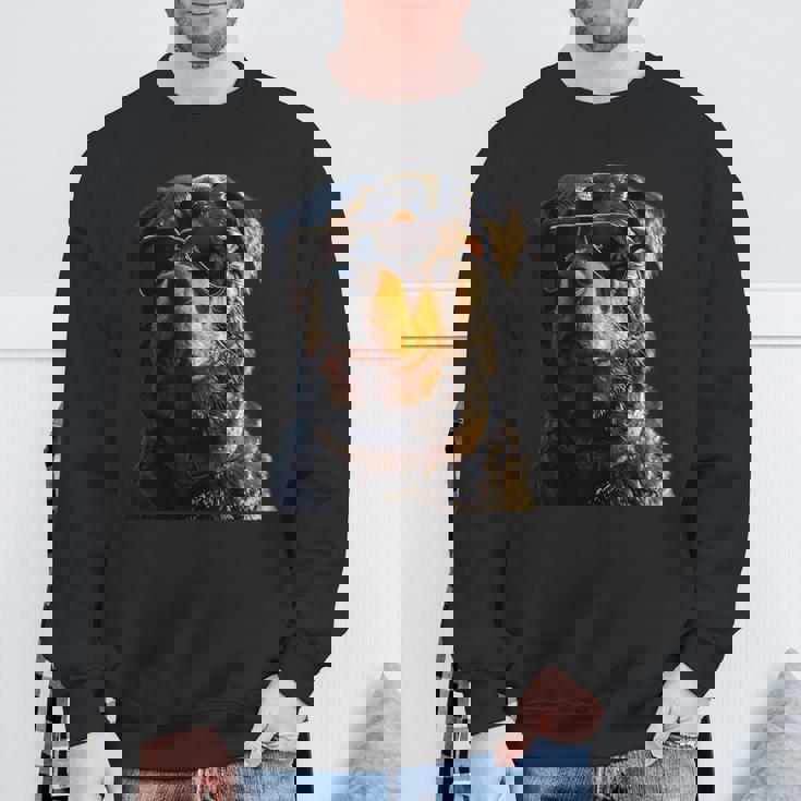 サングラスをかけたロットワイラー 愛犬自慢のロットワイラー スウェットシャツ 高齢者への贈り物