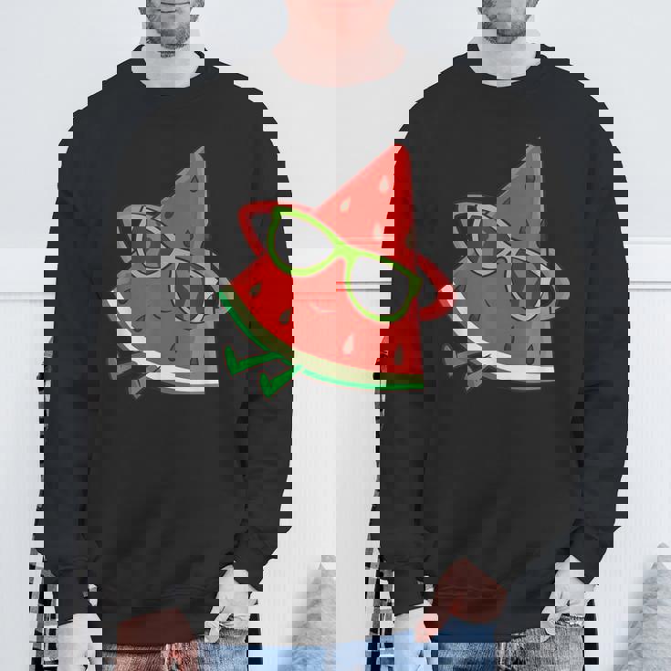 サングラス面白いスイカとスイカの夏のメロン スウェットシャツ 高齢者への贈り物