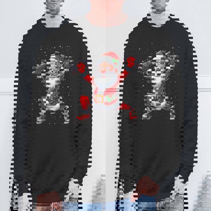 サンタ ウエイトリフティング ジム トレーニング クリスマス フィットネス スウェットシャツ 高齢者への贈り物