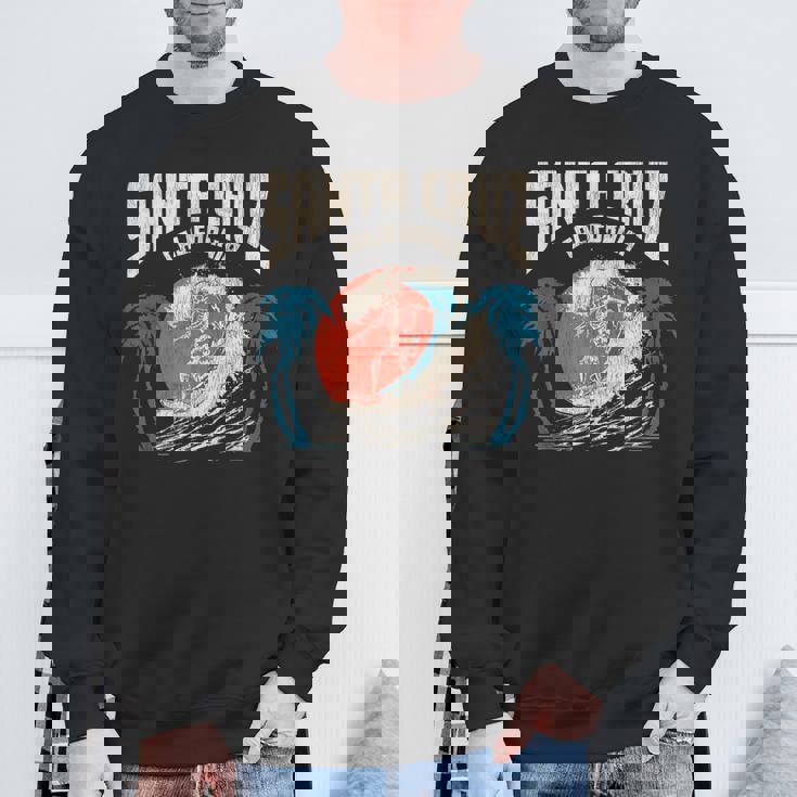 サンタクルーズ カリフォルニア サーフィン スケルトンデザイン サーファー向け スウェットシャツ 高齢者への贈り物