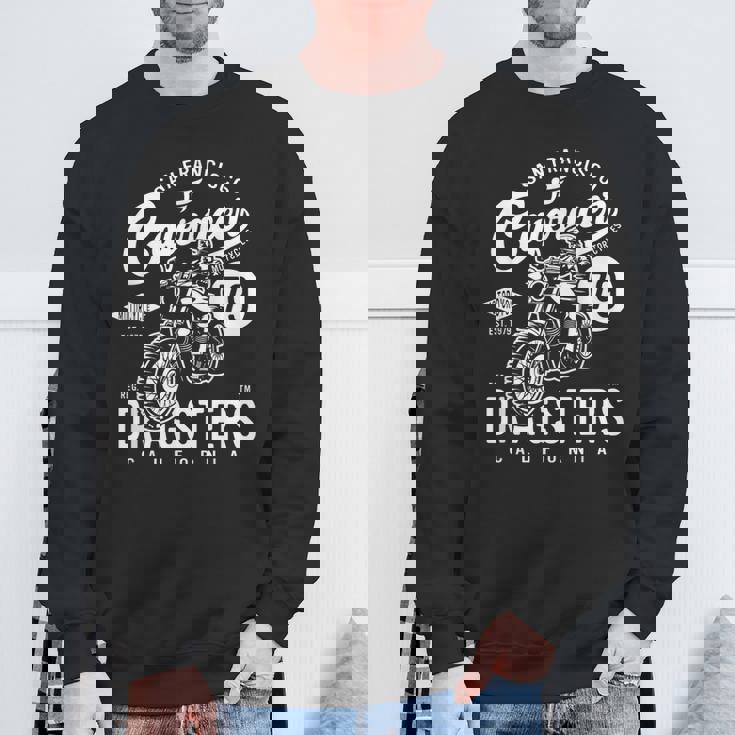 サンフランシスコ カフェ レーサー ドラッグスター レトロ バイク バイカー スウェットシャツ 高齢者への贈り物