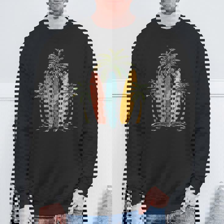 サーファー ヴィンテージ サーフボード ヤシの木 ビーチ サーフィン スウェットシャツ 高齢者への贈り物