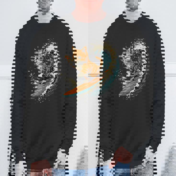 サーファー猫 サーフィン スウェットシャツ 高齢者への贈り物