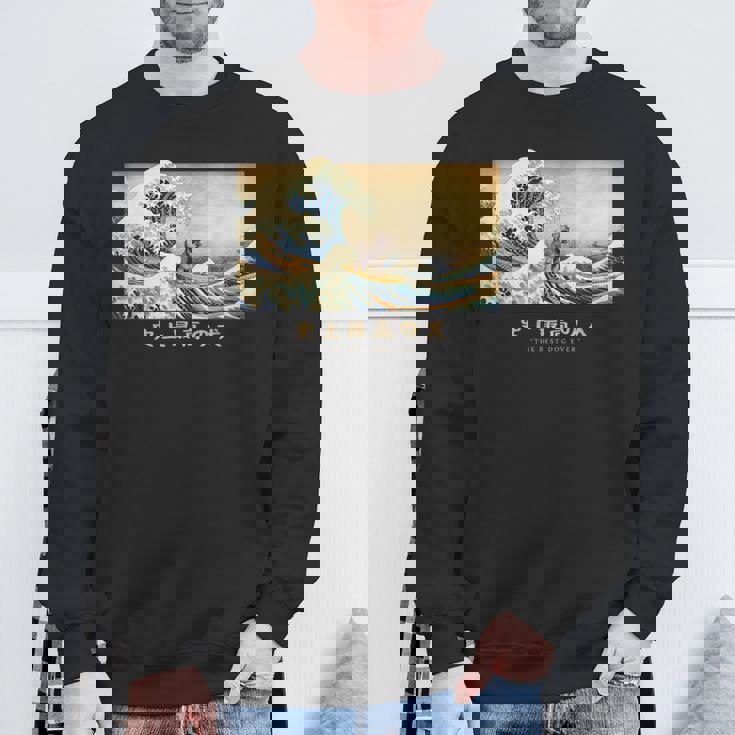 サーフィン ミニチュア シュナウザー 神奈川波 和 犬 面白い スウェットシャツ 高齢者への贈り物