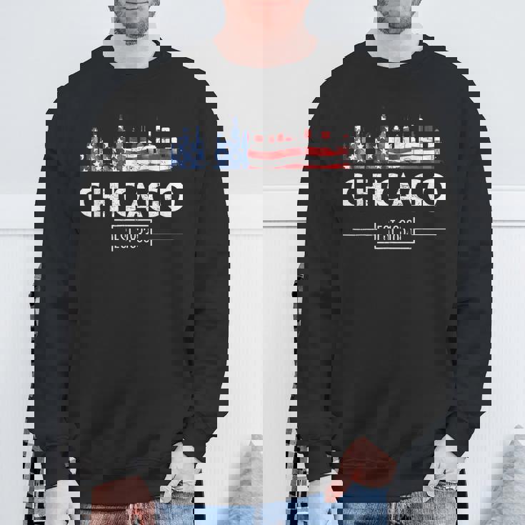 シカゴ 7月4日 アメリカ国旗 愛国的お土産 スウェットシャツ 高齢者への贈り物