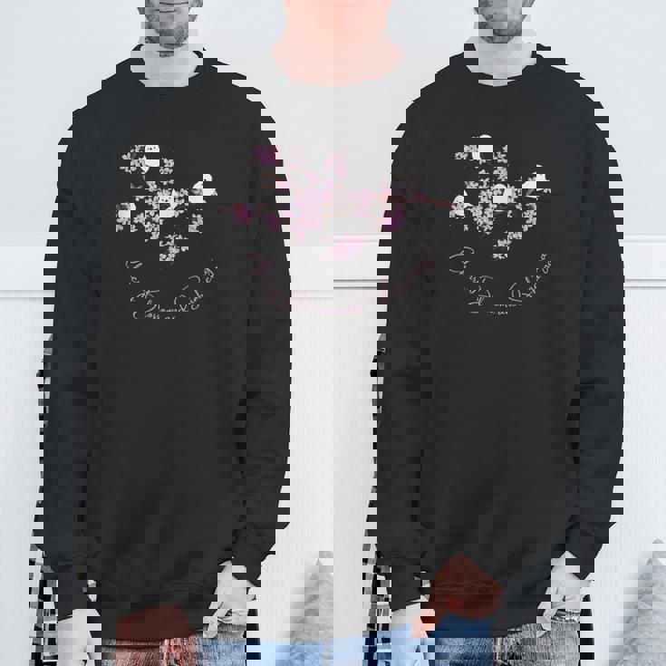 シマエナガと桜の木 シマエナガと桜の花 満開の桜 日本の美しい風景 また冬に会おうね スウェットシャツ 高齢者への贈り物