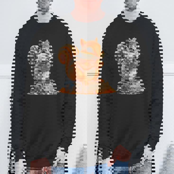 シマリス 森林 動物 木 リス 水彩 スウェットシャツ 高齢者への贈り物