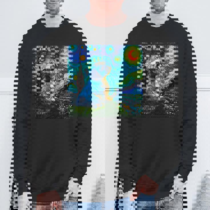 シーズー 面白いtシャツ 犬 ゴッホ 星月夜 かわいい メンズ 子供 おもしろ 服 グッズ ネタ スウェットシャツ 高齢者への贈り物