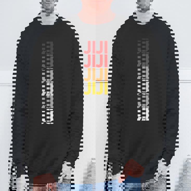 ジジのおじいちゃんが日本語でジジにちなんだカラフルな名前 スウェットシャツ 高齢者への贈り物