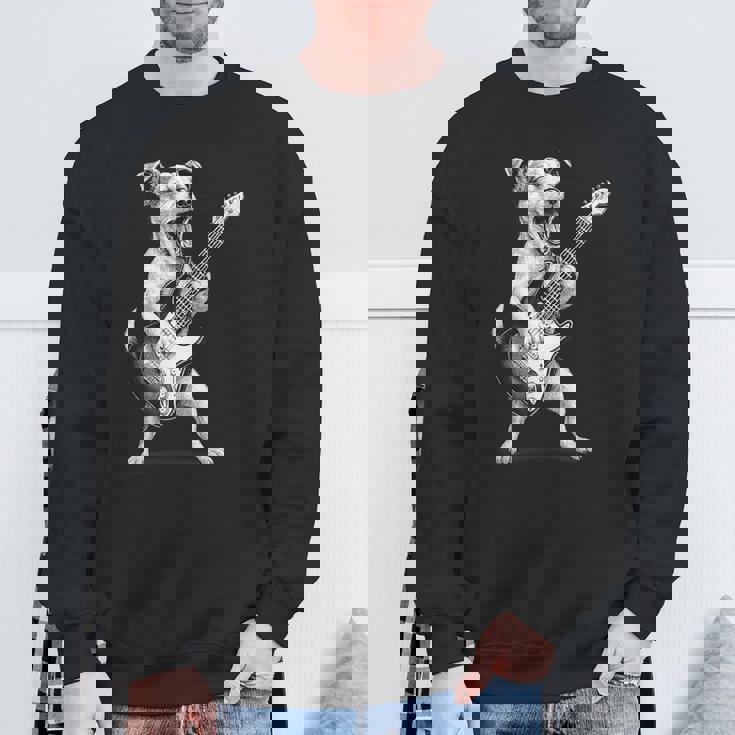 ジャック・ラッセル・テリア ギターを弾く ロックミュージック 犬好き スウェットシャツ 高齢者への贈り物