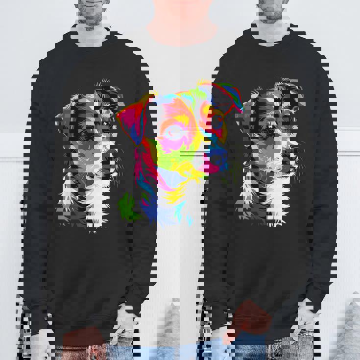 ジャック・ラッセル・テリア ブライトカラー ポップアート 愛犬家 スウェットシャツ 高齢者への贈り物