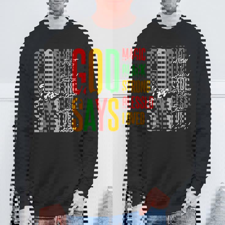 ジューンティーンス・ブラック・ガール・クリスチャン・ゴッドは私が強く祝福されていると言う スウェットシャツ 高齢者への贈り物