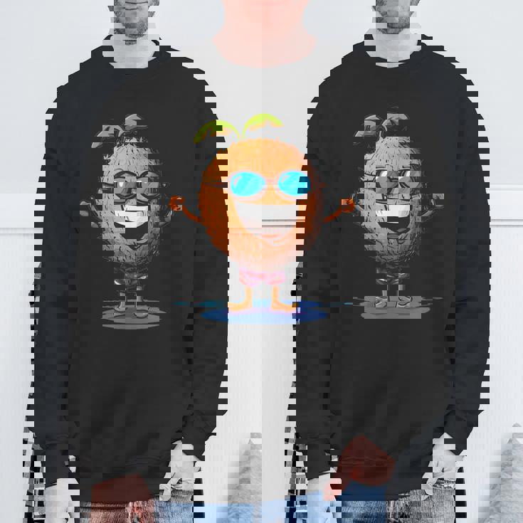 スイミングトランクとサングラスが付いた面白いココナッツ。 スウェットシャツ 高齢者への贈り物