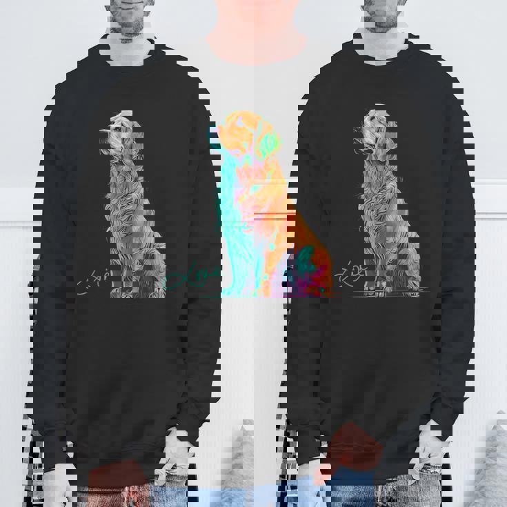 スウォッシュを持つゴールデンレトリバー、ゴールデンレトリバードッグ スウェットシャツ 高齢者への贈り物