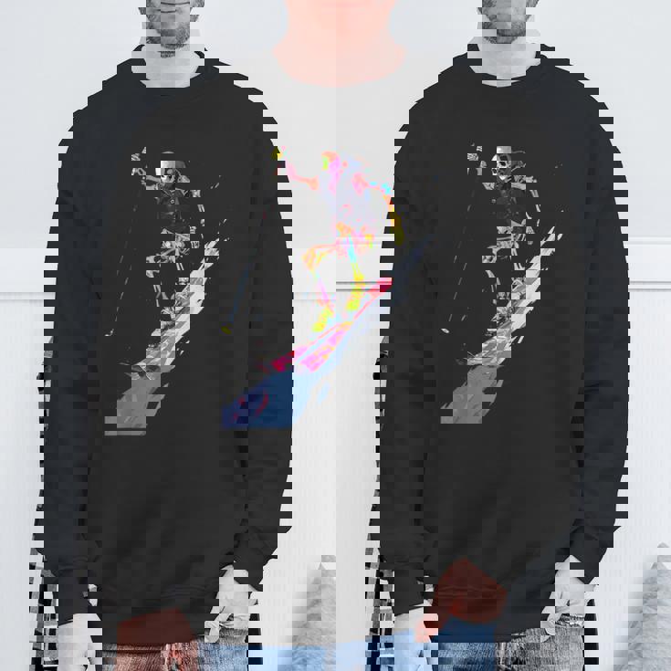 スキー スケルトン スキーヤー ダウンヒル 雪 冬 スキー スウェットシャツ 高齢者への贈り物